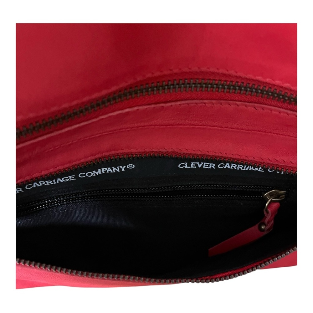 Vintage Clever Carriage Company Unique Red Leather Wristlet Clutch - Picture 4 of 7